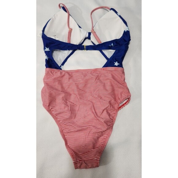 Hot Water One piece Swimsuit For Women size Medium American Flag Print.  New!! - Picture 2 of 9